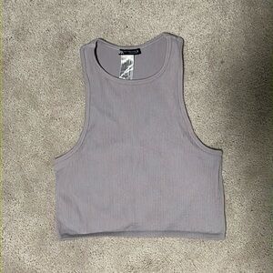 ZARA size large cropped purple halter neck tank top